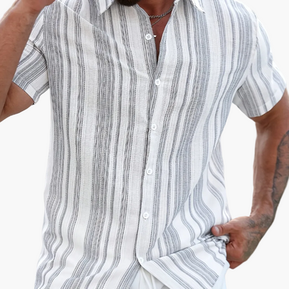 Herren Sommer Hemd Kurzarm – Lässiger Streifenlook für Freizeit & Urlaub