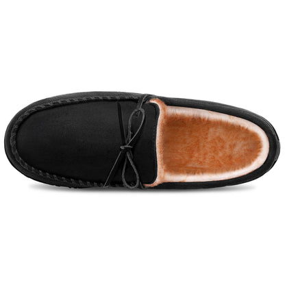 Herren Hausschuhe Mokka-Stil mit Plüschfutter in Braun, Beige, Schwarz