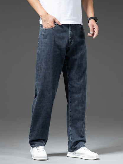 Herren Jeans Regular Fit Weit Bequem Freizeit Basic Denimhose