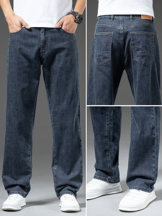 Herren Jeans Regular Fit Weit Bequem Freizeit Basic Denimhose