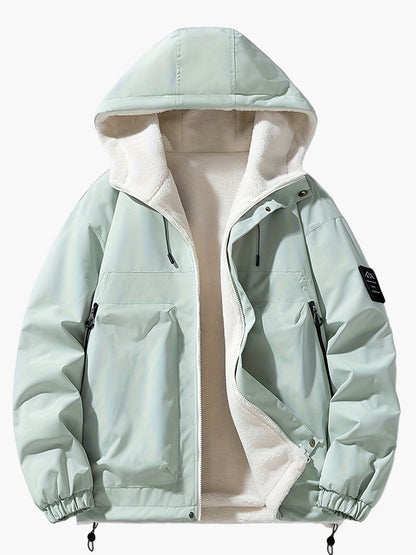 Herren Kapuzenjacke Casual Streetwear für Herbst und Winter, warm gefüttert, Outdoor