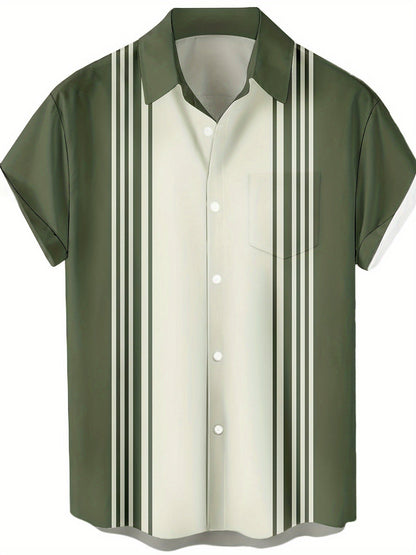 Herren Bowlinghemd im Retro-Stil für Freizeit und Sommer