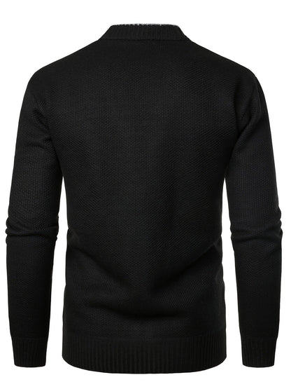 Herren Strickjacke V-Ausschnitt meliert gefüttert mit Knöpfen
