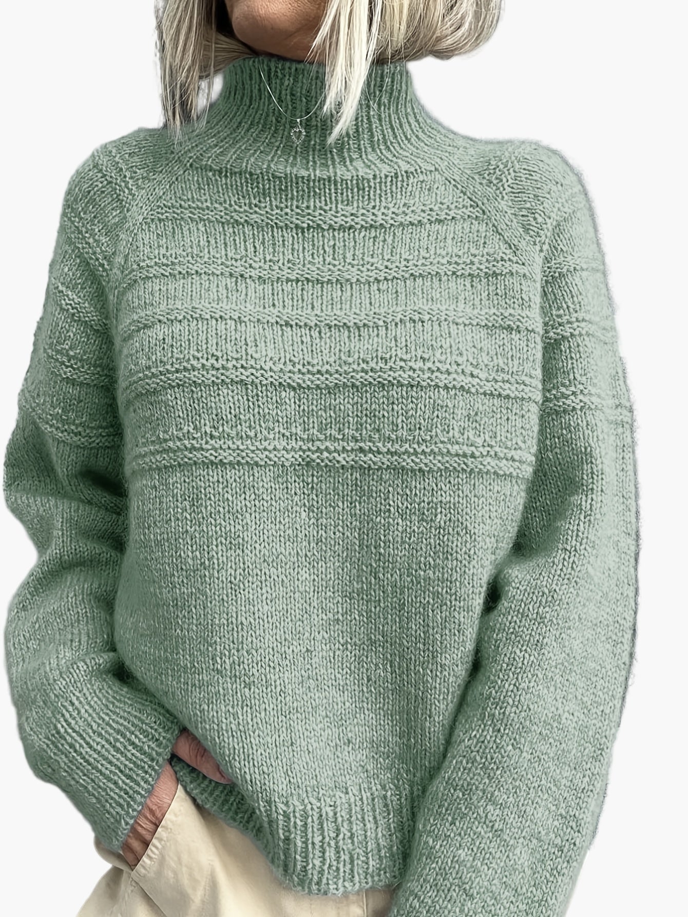 Damen Strickpullover mit hohem Kragen – Eleganter Winter- und Herbstpullover