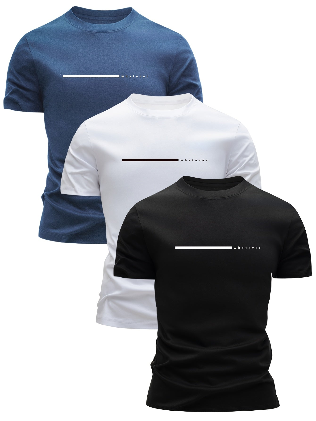 Herren T-Shirt Casual Streetwear mit Minimalistischem 'Whatever' Print – Modernes Basic für Freizeit & Alltag