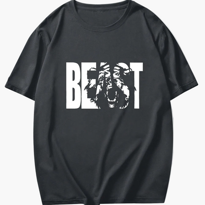 Herren T-Shirt mit "BEAST" Statement und Löwenkopf-Design – Urban Streetwear, Oversize Look
