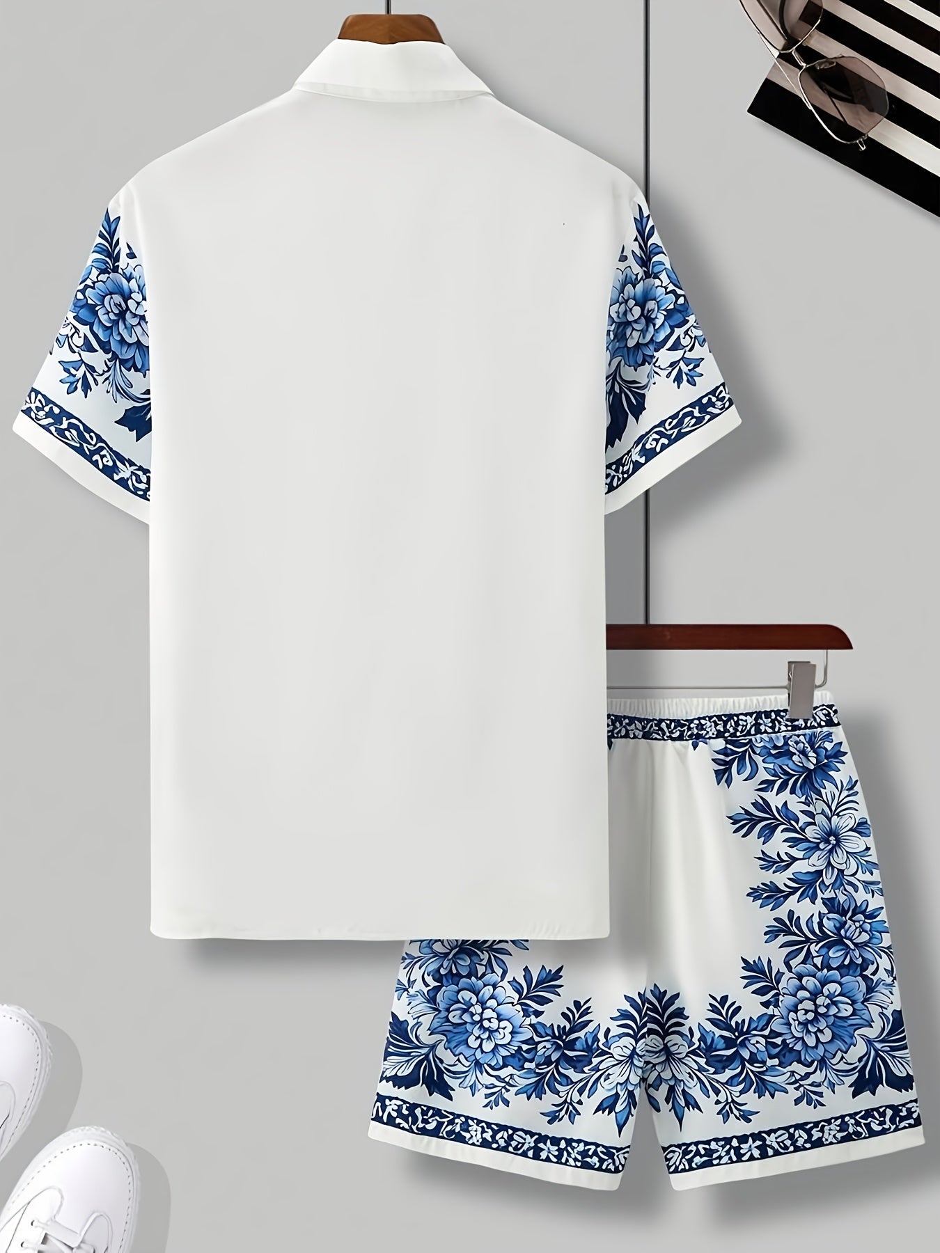Herren Sommer Set mit Kurzarmhemd und Shorts – Eleganter Freizeitstil mit Blumenmuster für Urlaub & Alltag