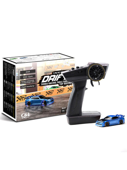 1:76 RC Drift Car C64 – Ferngesteuertes Drift-Auto für Jungen, Mädchen und Erwachsene, Turbo Racing Tisch-Rennen