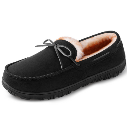 Herren Hausschuhe Mokka-Stil mit Plüschfutter in Braun, Beige, Schwarz