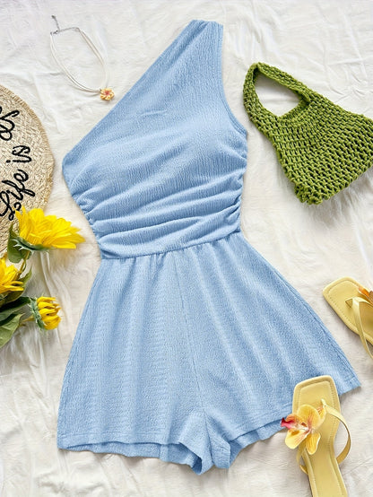 Damen Ein-Schulter-Jumpsuit für den Sommer – Modischer Freizeit Overall, Asymmetrischer Schnitt, Perfekt für Urlaub und Alltag