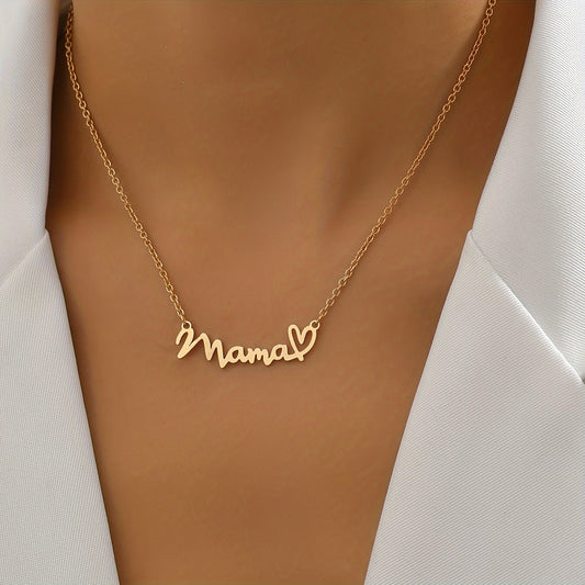 Damen Muttertagskette Mama Schriftzug mit Herz – Elegante Halskette als Geschenk für Mütter