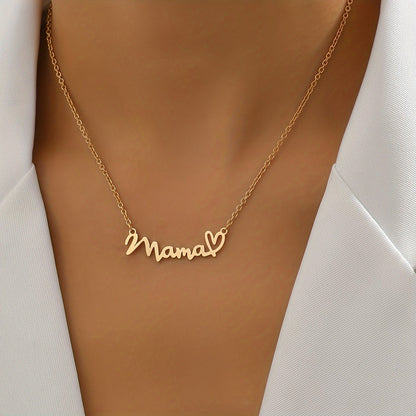 Damen Muttertagskette Mama Schriftzug mit Herz – Elegante Halskette als Geschenk für Mütter