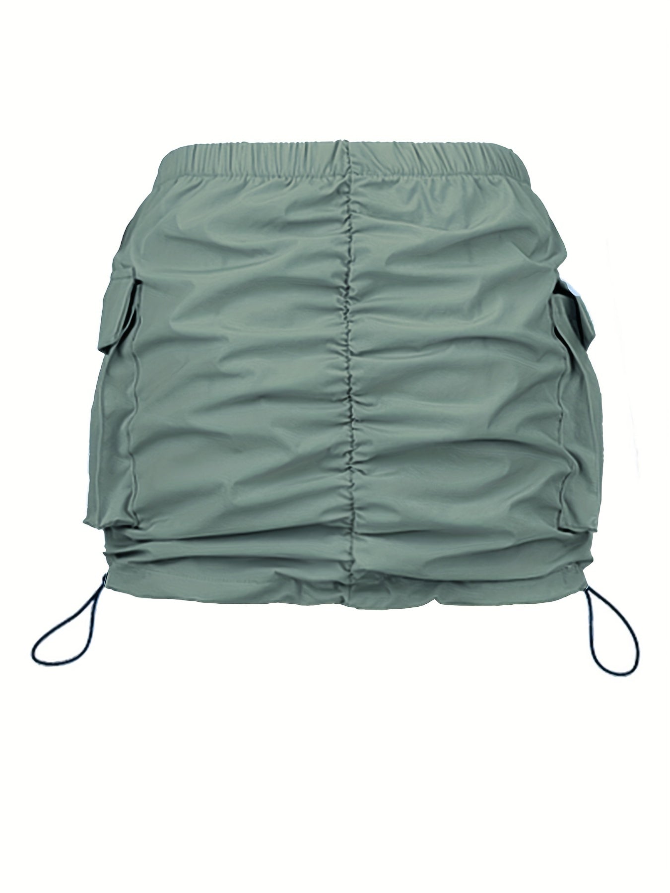 Damen Utility Minirock mit Raffung und Kordelzug – Streetstyle Cargo Skirt