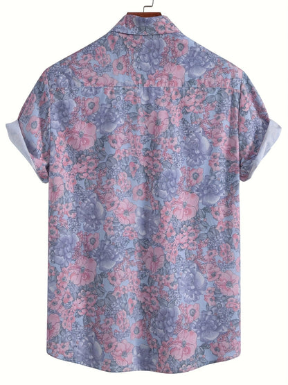 Herren Kurzarm Freizeithemd mit Muschel-Print – Modernes Urlaubshemd für Strand und Sommer