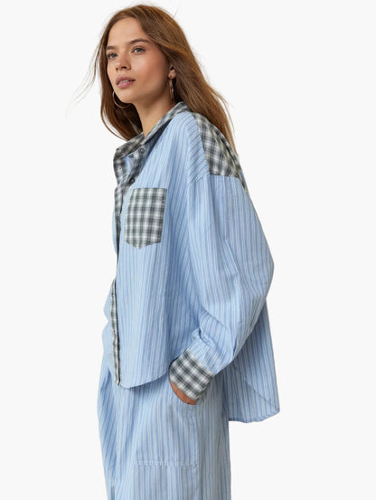 Damen Oversize Hemd im Lässig-Stil mit Streifen und Karomuster – Modisches Freizeitshirt