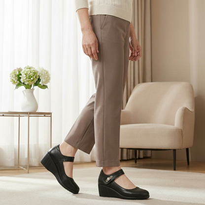 Damen Mary Jane Keilabsatz Schuhe mit Riemen
