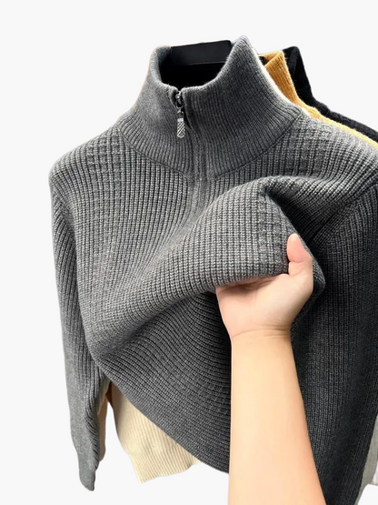 Damen Strickpullover mit Stehkragen und Reißverschluss – Stilvoller Freizeitpullover für Herbst und Winter