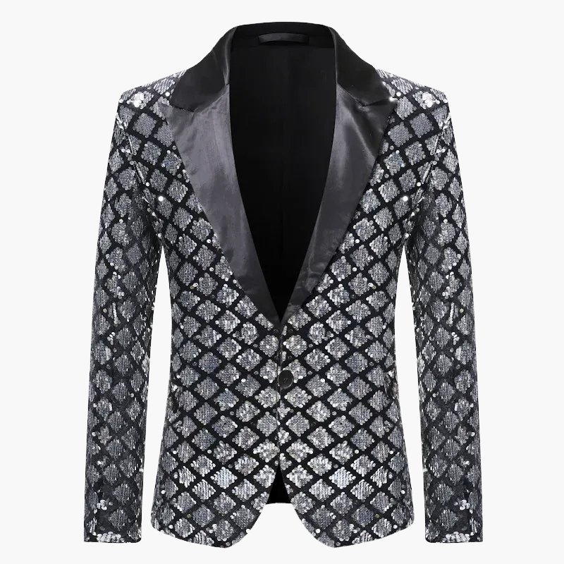 Herren Luxus Pailletten Sakko Blazer für Party und Bühne – Elegantes Glitzer-Design