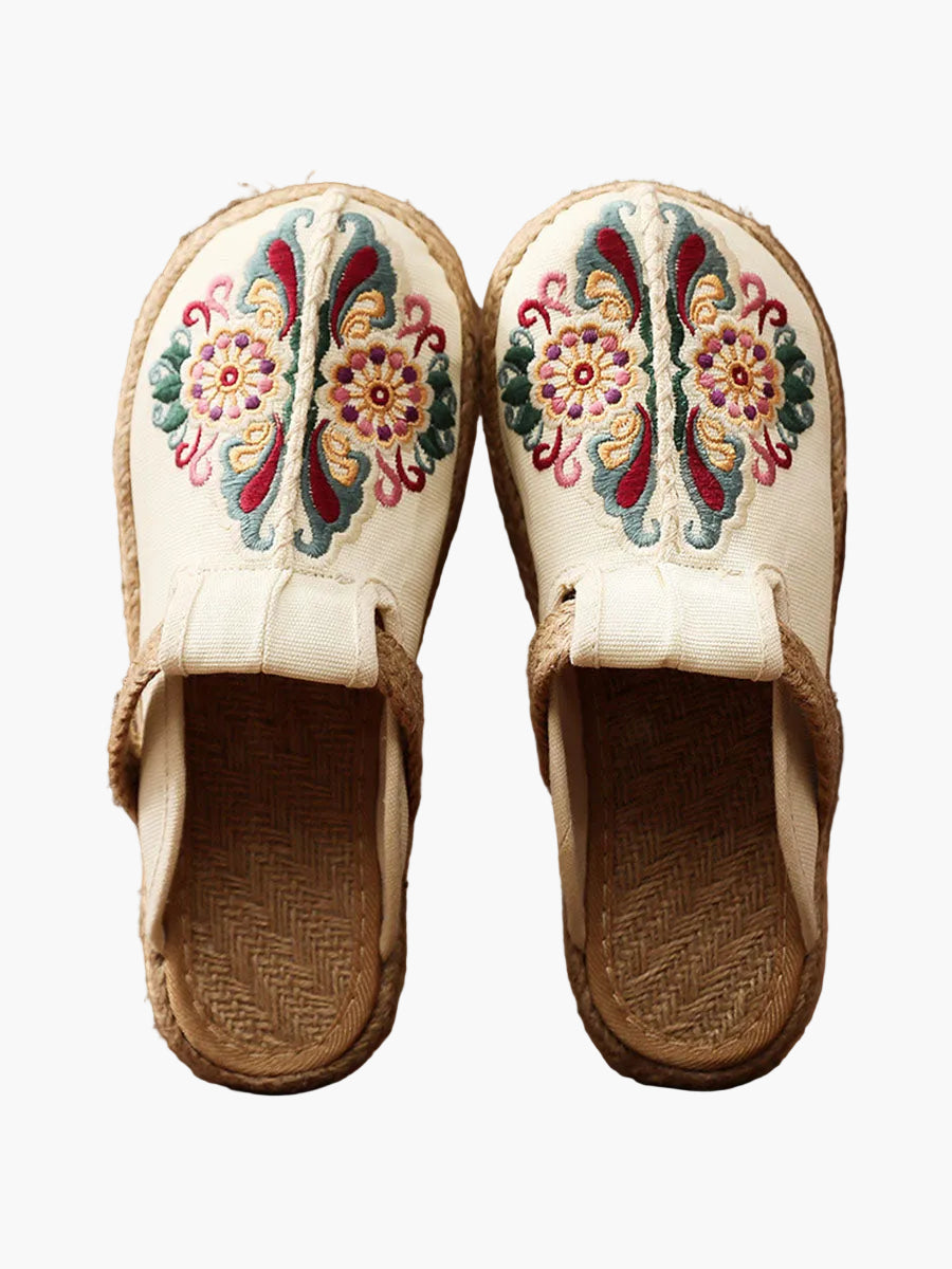 Damen bestickte traditionelle Hausschuhe mit Blumenmuster – Komfort und Stil für Zuhause