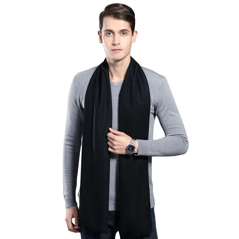 Unisex Winter Schal mit Fransen weichem Material Schwarz