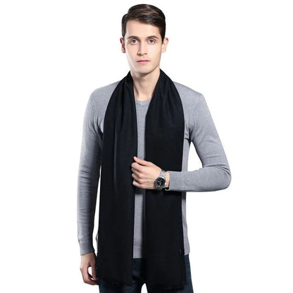 Unisex Winter Schal mit Fransen weichem Material Schwarz