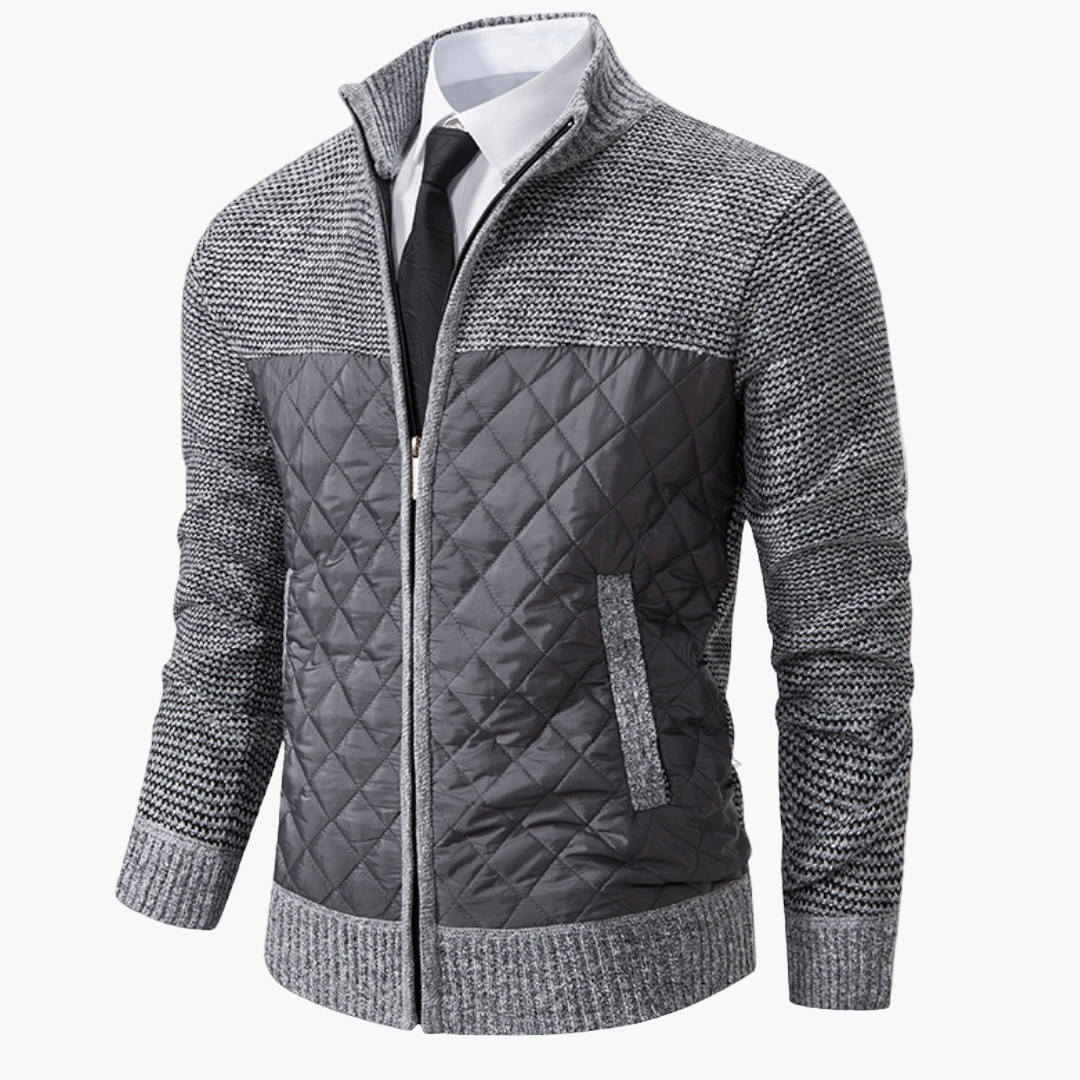 Herren Strickjacke im modernen Casual-Business Stil – Elegante Übergangsjacke mit Stehkragen