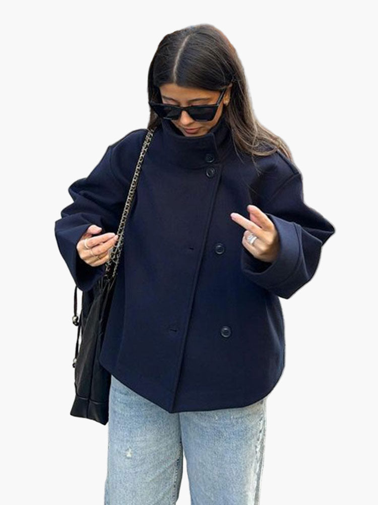 Damen Kurze Double-Breasted Übergangsjacke – Eleganter Alltagsmantel für Herbst und Winter