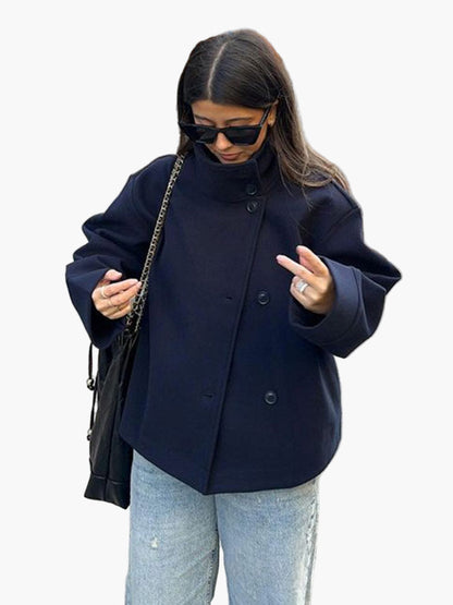 Damen Kurze Double-Breasted Übergangsjacke – Eleganter Alltagsmantel für Herbst und Winter