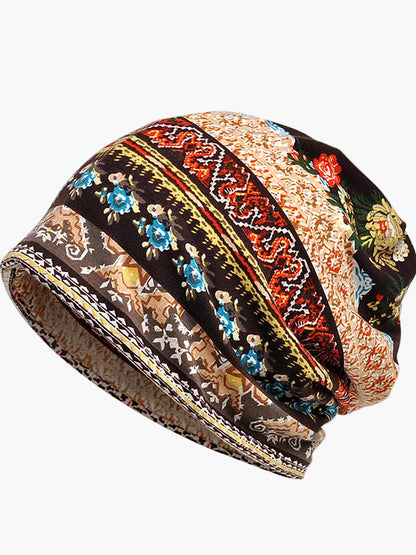 Damen Beanie Mütze mit Blumenmuster – Modische Slouchy Kappe für Frühling, Sommer & Herbst, vielseitig als Hut oder Schal