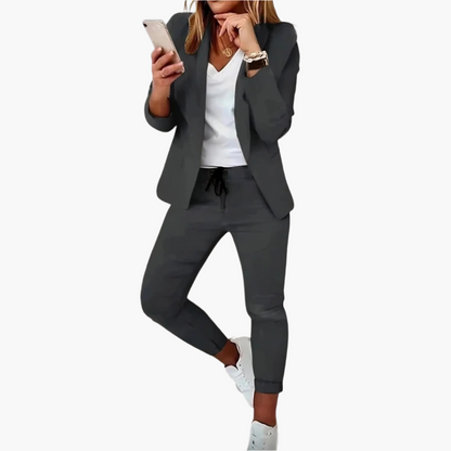 Damen Business-Casual Zweiteiler – Blazer & Joggerhose für Büro und Freizeit