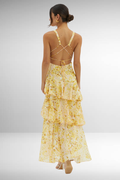 Damen Maxi Abendkleid Elegant Plissee Rüschen Sommerfest