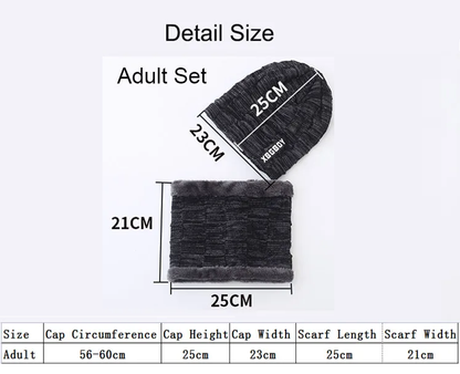 Winter Beanie Mütze & Schlauchschal Set Herren, Warme Strickmütze mit Fleece Futter, Winterset mit Nackenwärmer