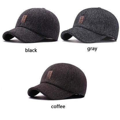 Winter Baseball Cap mit Ohrenklappen Herren Warme Schirmmütze