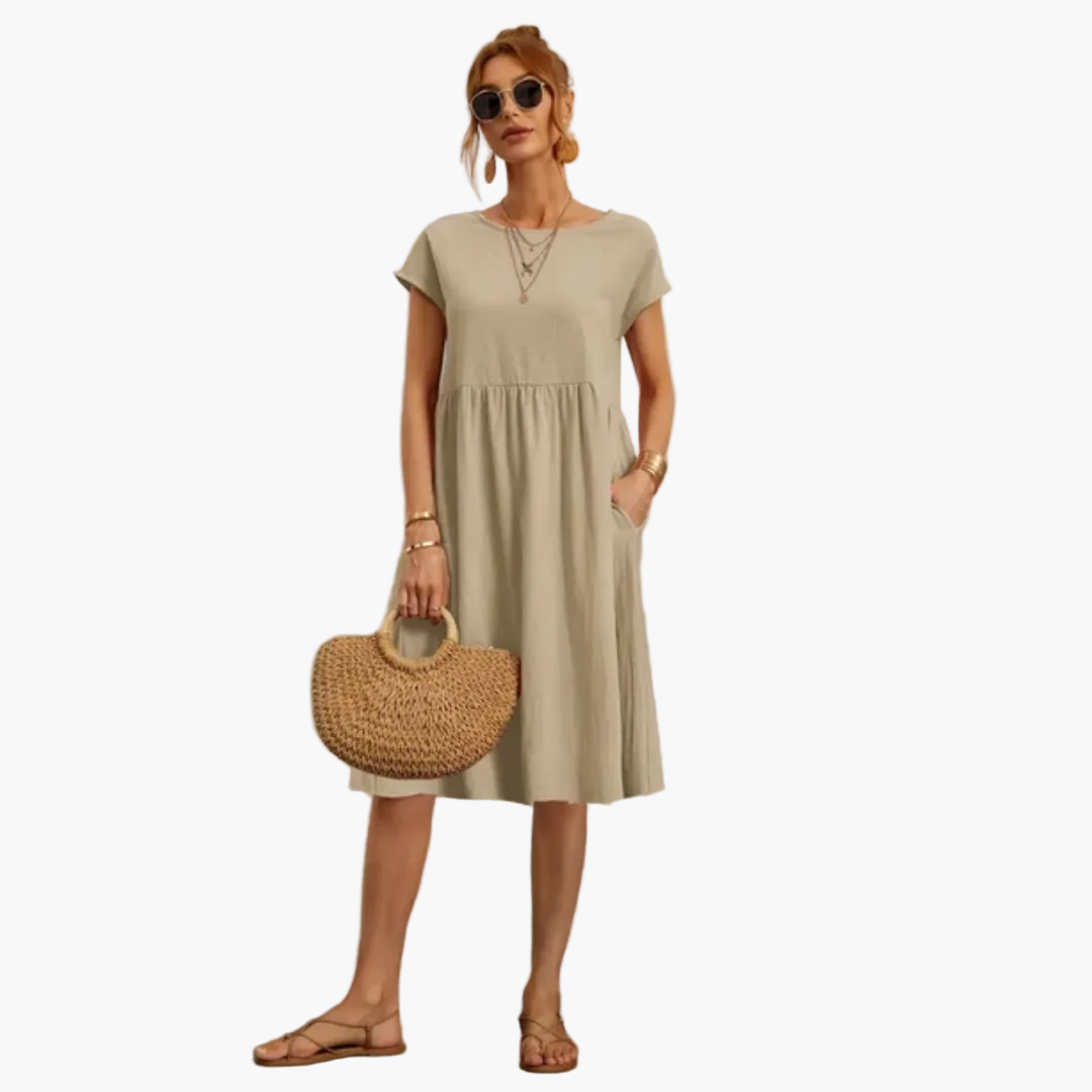 Damen Sommerkleid mit kurzen Ärmeln – Elegantes Freizeitkleid für Alltag & Urlaub
