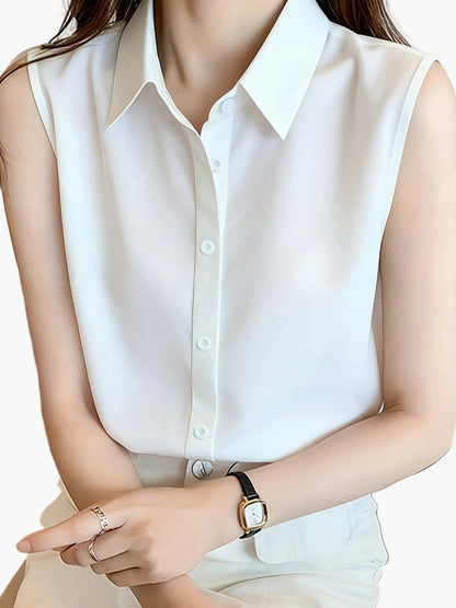 Damen Ärmellose Bluse Elegant Büro Freizeit