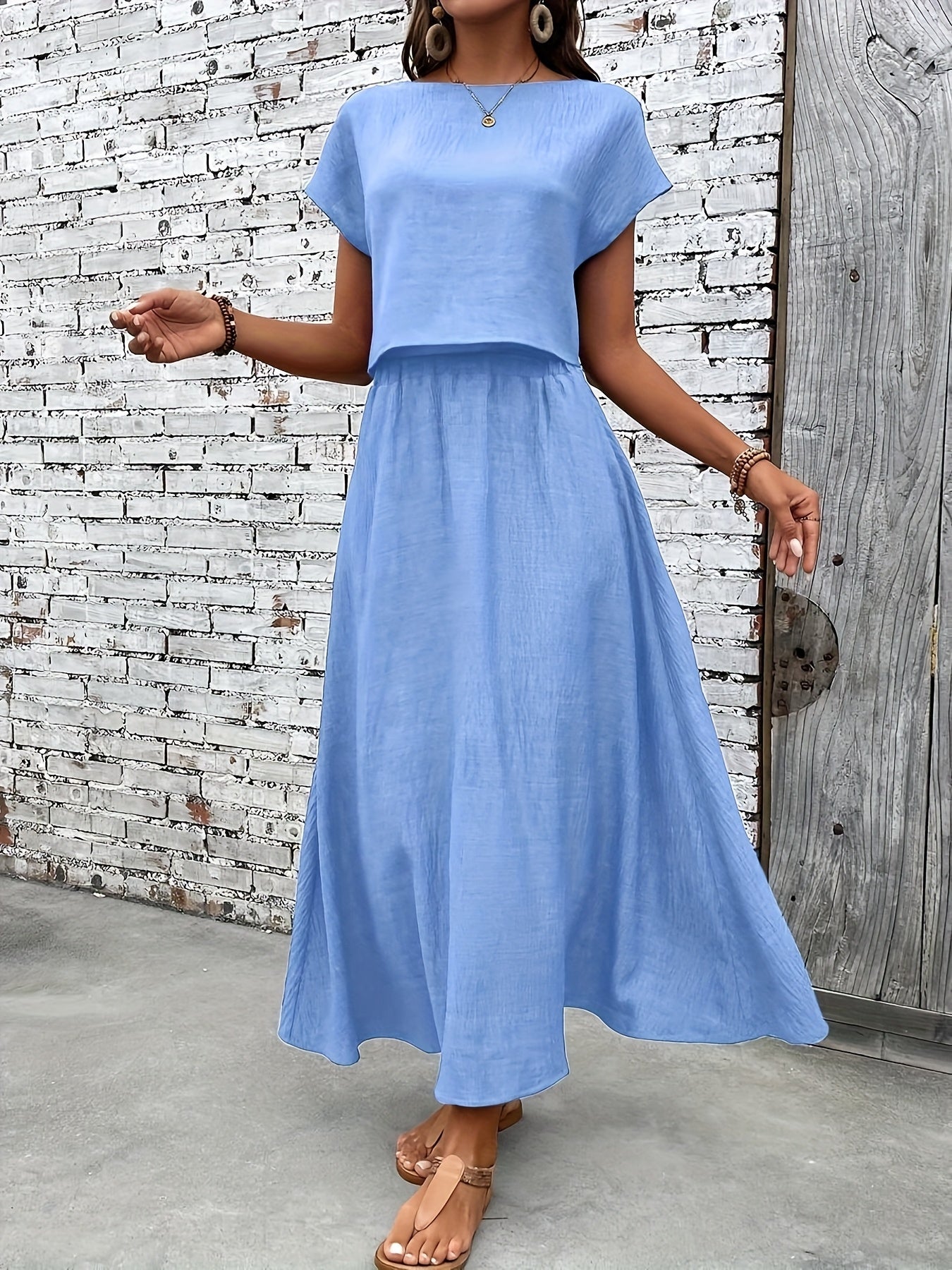 Damen Zweiteiliges Set – Elegantes Sommer-Outfit mit Crop Top und Maxirock, Modernes Freizeit-Ensemble