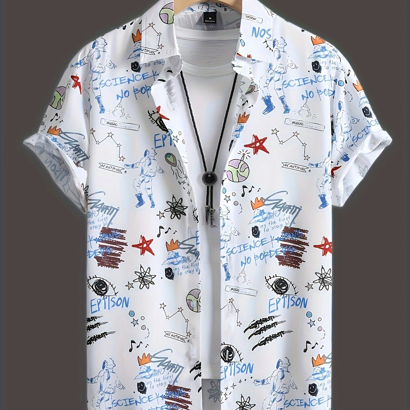 Herren Kurzarm Hemd mit Graffiti-Print – Urban Streetwear Stil für Freizeit & Alltag