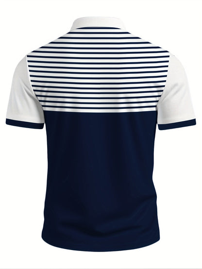 Herren Polo-Shirt Modern Gestreift mit Akzent-Detail für Freizeit & Business