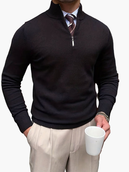 Herren Strickpullover mit Stehkragen und Reißverschluss – Eleganter Business & Freizeit Pullover