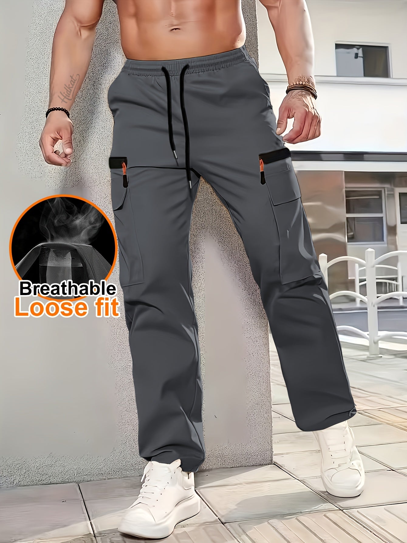 Herren Cargo Hose mit lockerem Schnitt, atmungsaktiv und vielseitig für Alltag und Outdoor