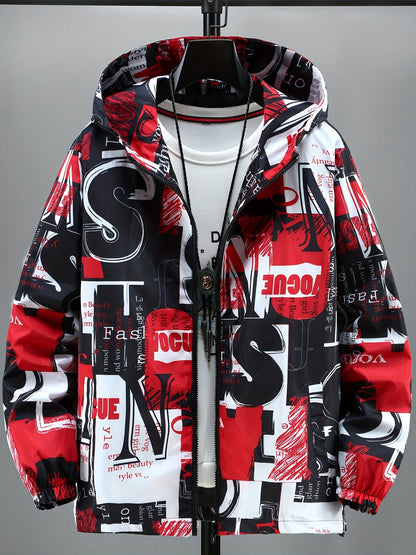 Kapuzenjacke mit auffälligem Buchstaben-Print für Herren und Damen