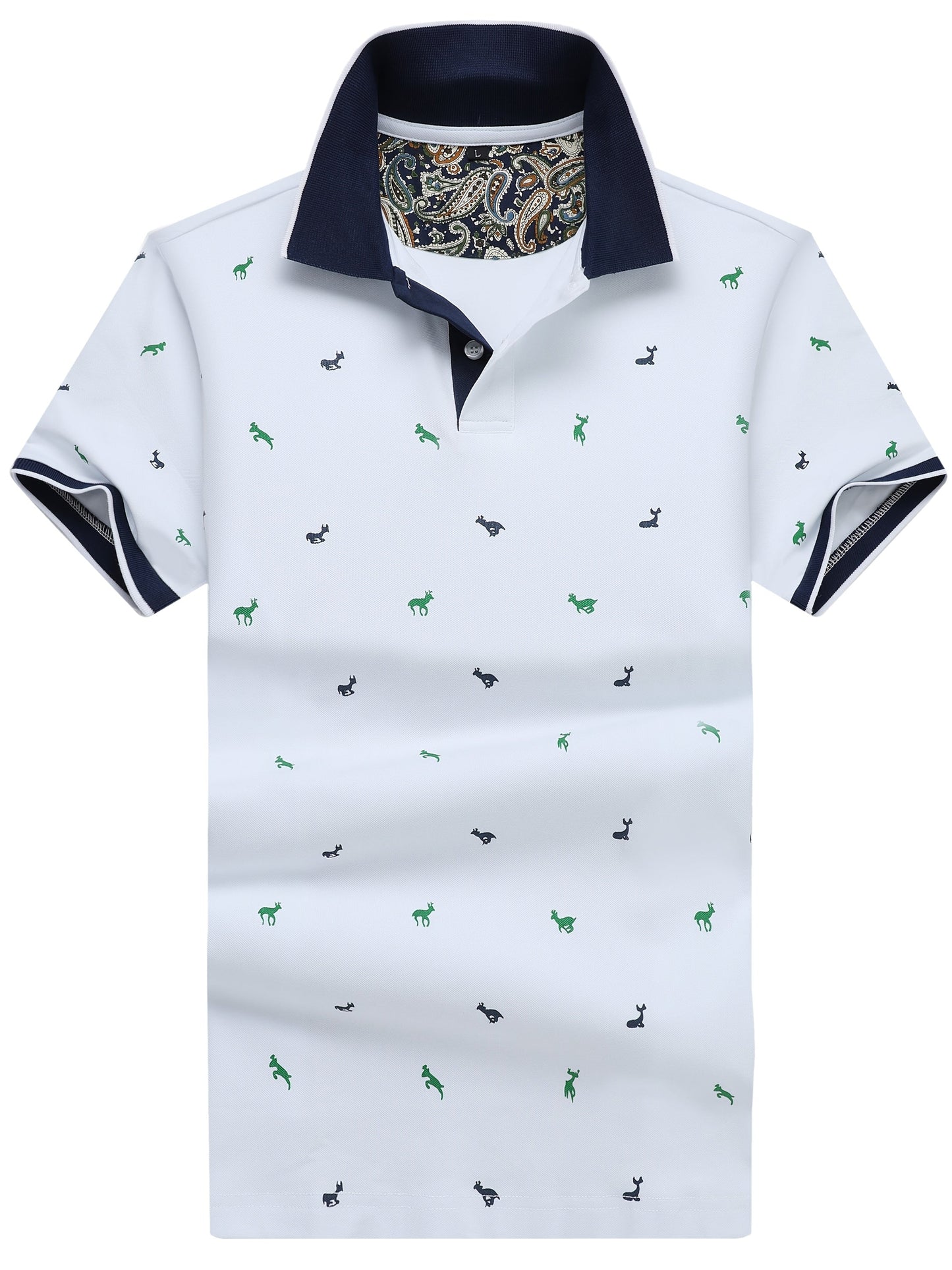 Herren Poloshirt mit Animal-Print und Kontrastkragen – Stilvolles Freizeit- und Alltagsoutfit