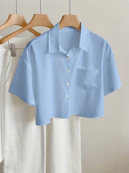 Damen Kurzarm Bluse im modernen Cropped-Look – Lässig & vielseitig kombinierbar