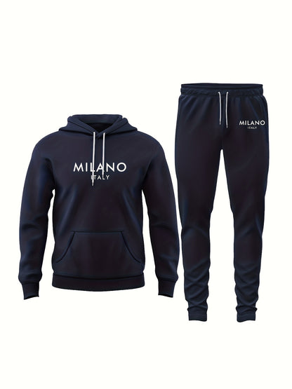 Herren Milano Italy Freizeit Jogginganzug Set – Hoodie & Jogginghose im modernen Streetwear Look