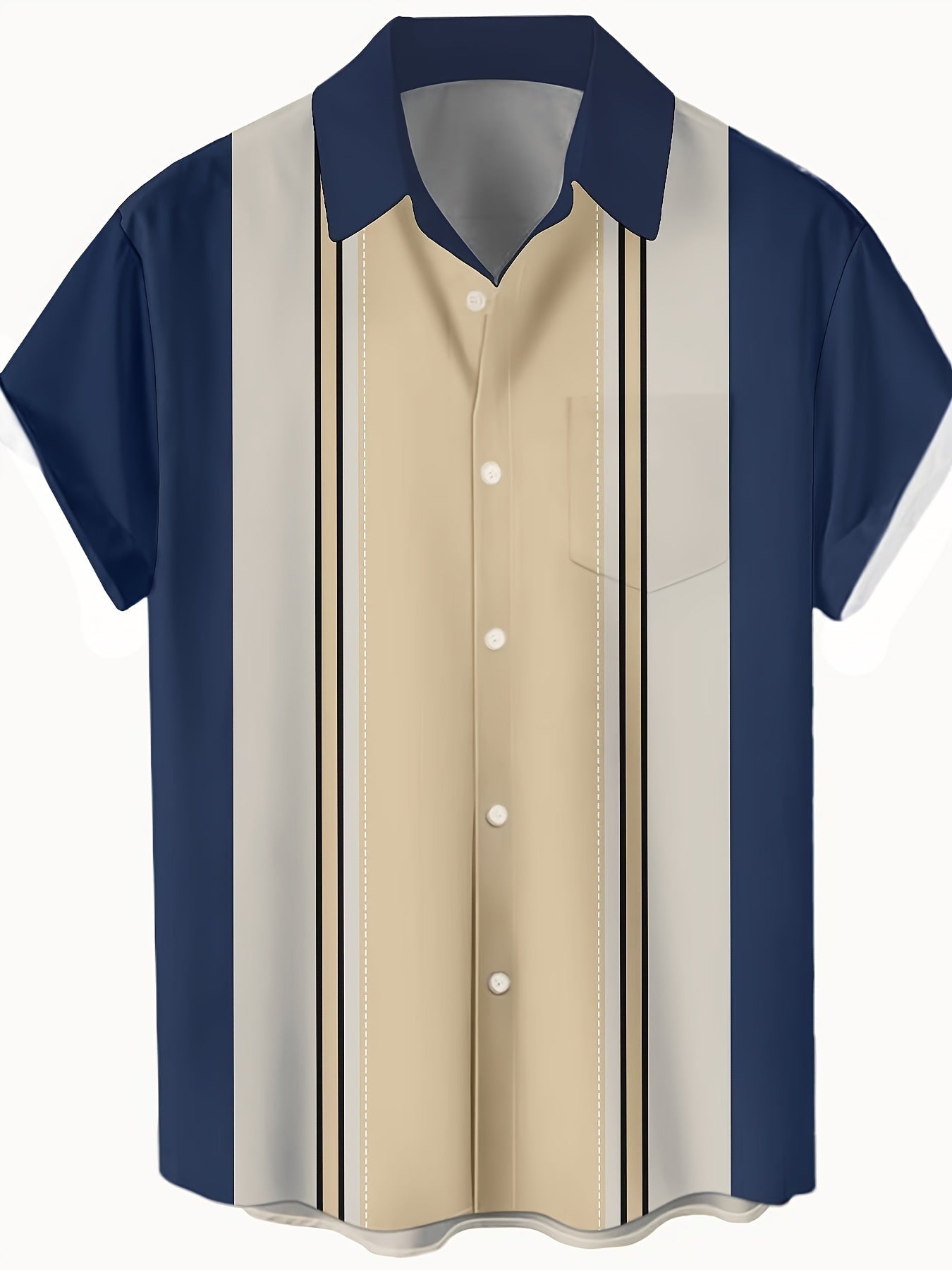 Herren Bowlinghemd im Retro-Stil für Freizeit und Sommer