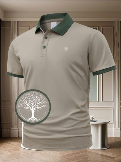Herren Polo-Shirt mit Kontrastkragen – Eleganter Freizeit- und Business-Look, Umweltbewusstes Design
