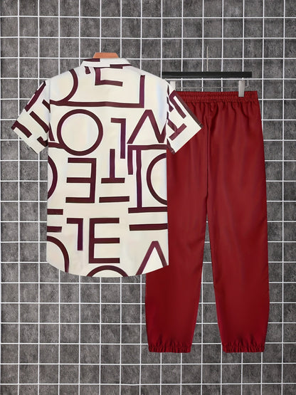 Herren Zweiteiliges Set mit Print-Hemd und Jogginghose – Moderner Streetstyle Look