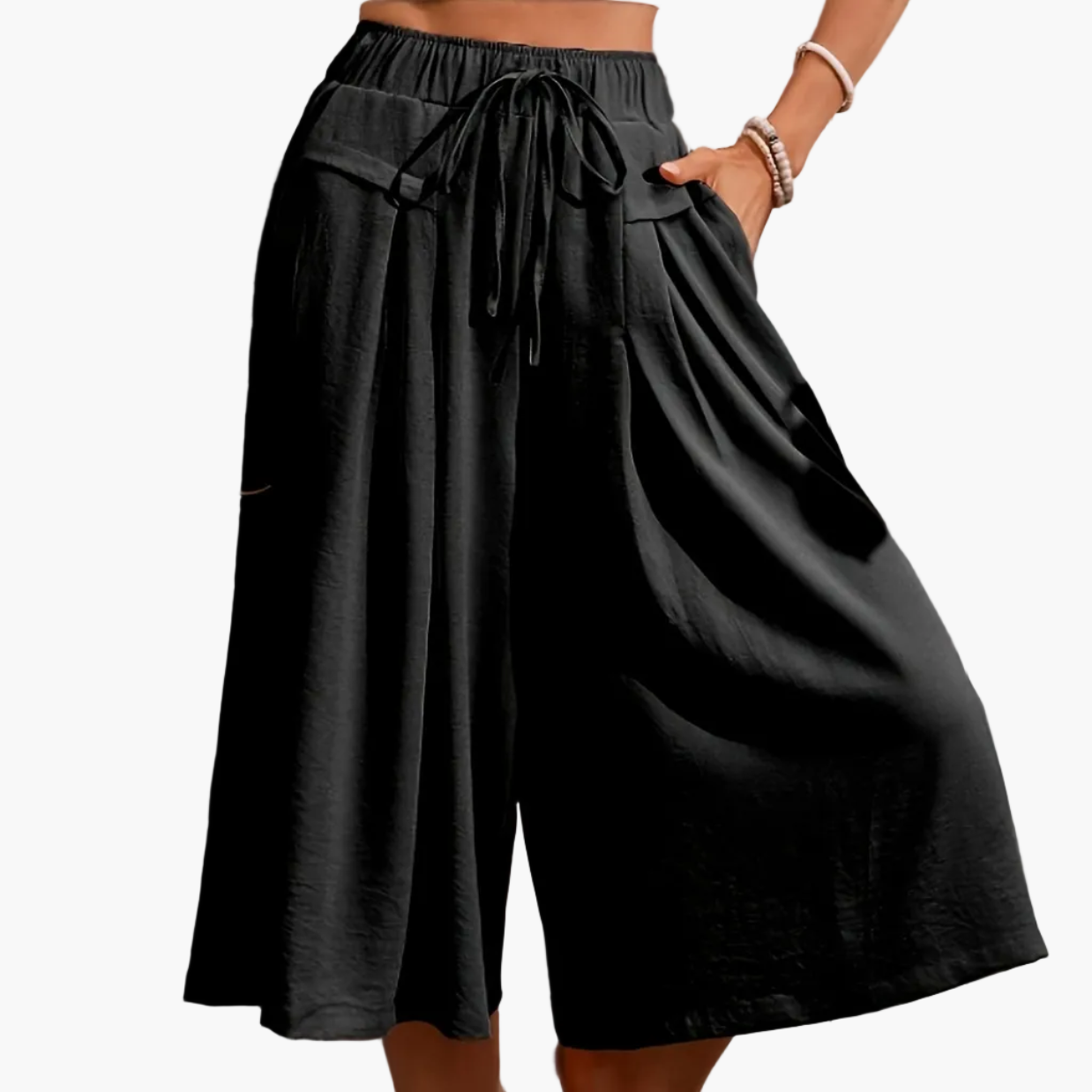 Damen Elegante Culotte Caprihose mit weitem Bein für Sommer und Freizeit