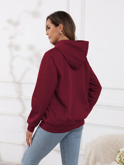 Gefütterter Hoodie mit Kapuze und Bauchtasche für Damen, Wärmeisolierend