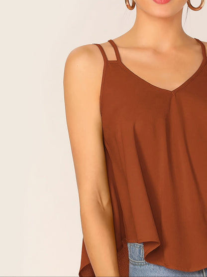 Damen Spaghettiträger Top mit lockerem Schnitt und modernem Design